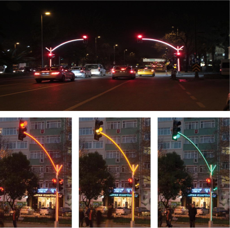 Illuminated Traffic Light Poles