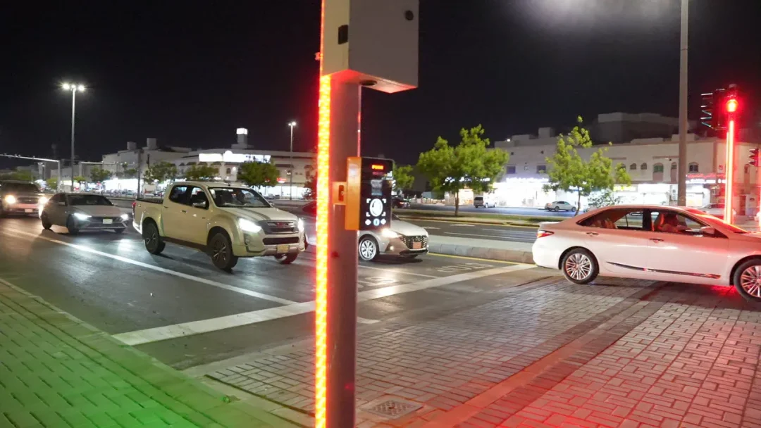 Illuminated traffic light poles