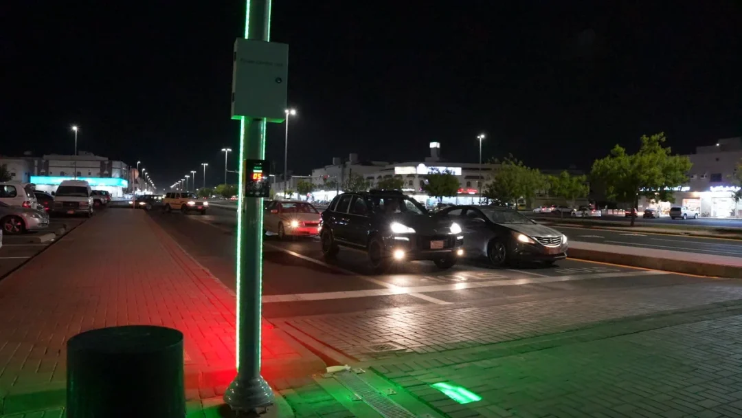 Illuminated traffic light poles