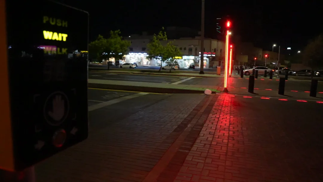 Illuminated traffic light poles