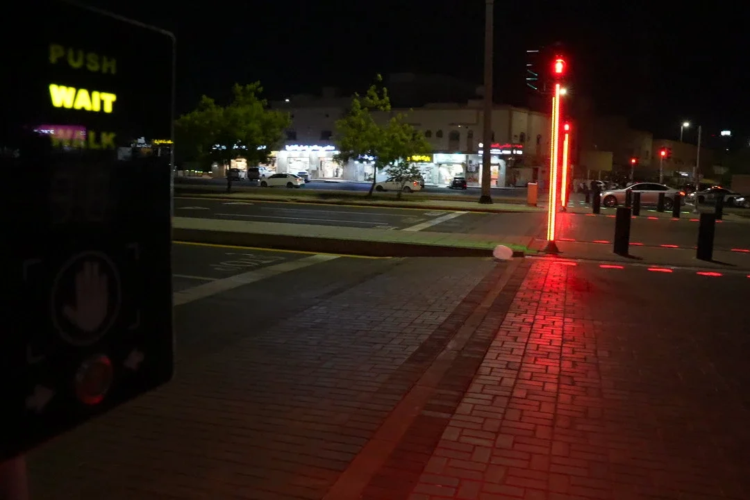 Illuminated traffic light poles