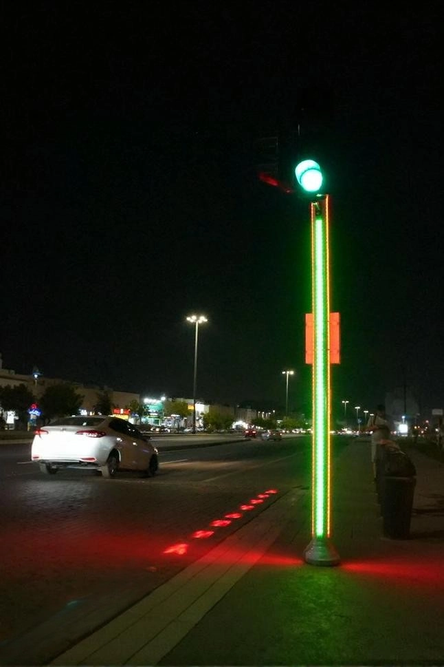 Illuminated traffic light poles