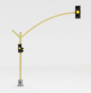 Illuminated Traffic Light Poles -Road Intersection