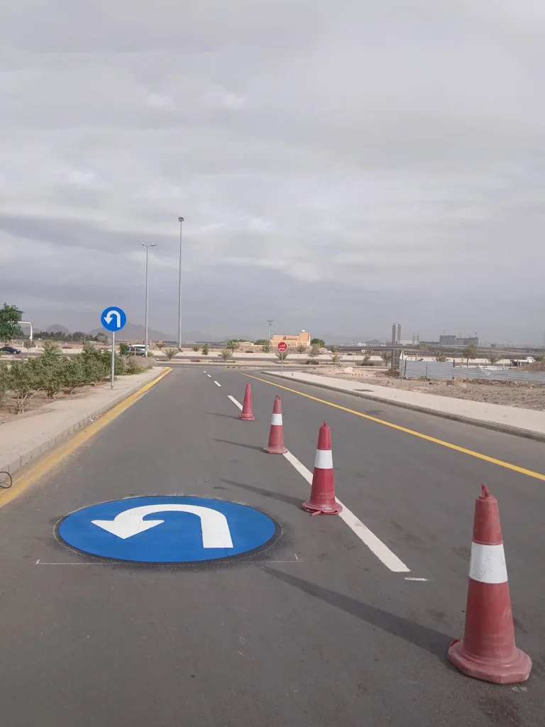 The Neom City Project. Performed Thermal Road Markings
